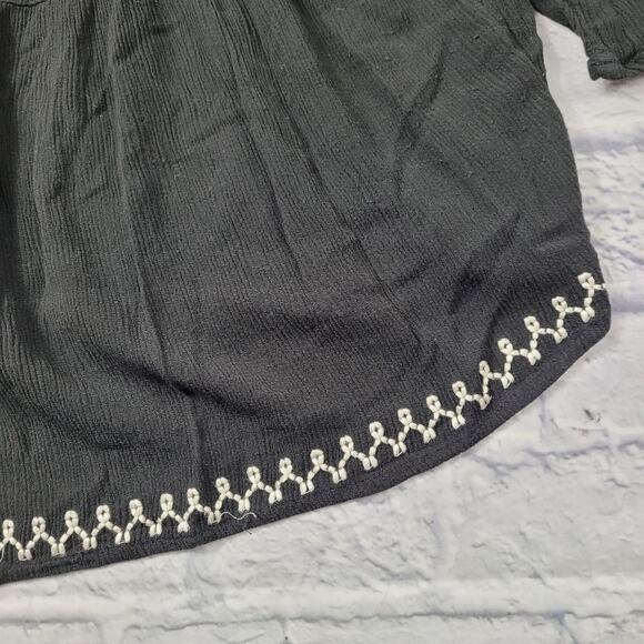 Maurices Black Boho Top with White Embroidery size Medium - Picture 9 of 12